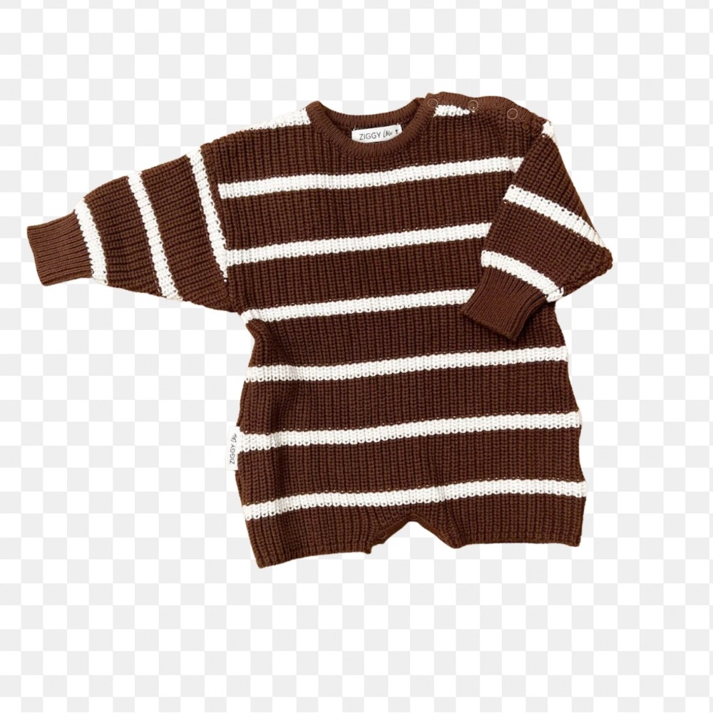 Ziggy Lou Brown and White Striped Baby Sweater